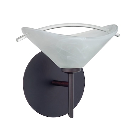 Besa Lighting Hoppi Mini Sconce, Marble/Clear, Bronze Finish, 1x40W Halogen 1SW-181304-BR